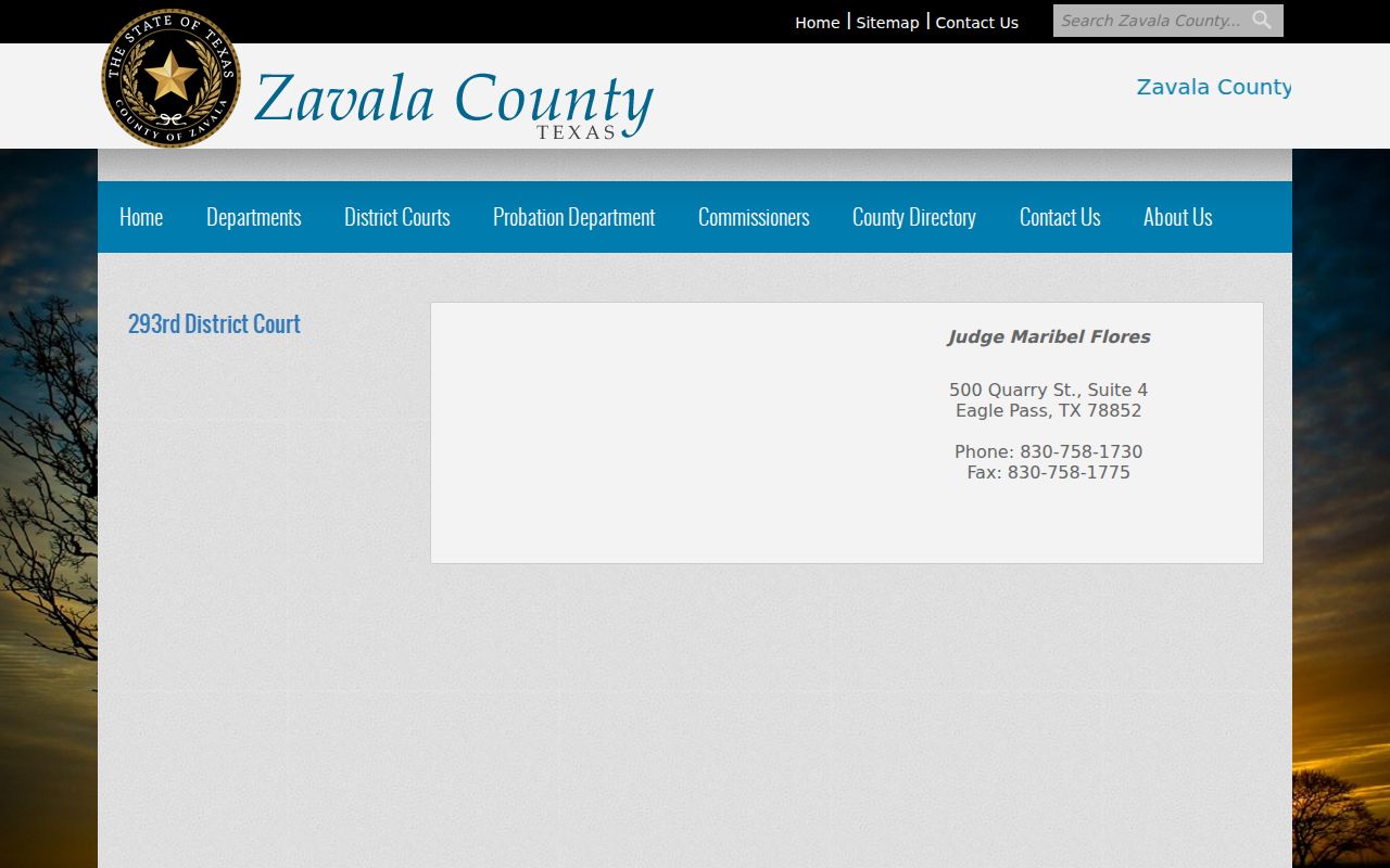 Official Zavala County page for the 293rd Judicial District Court