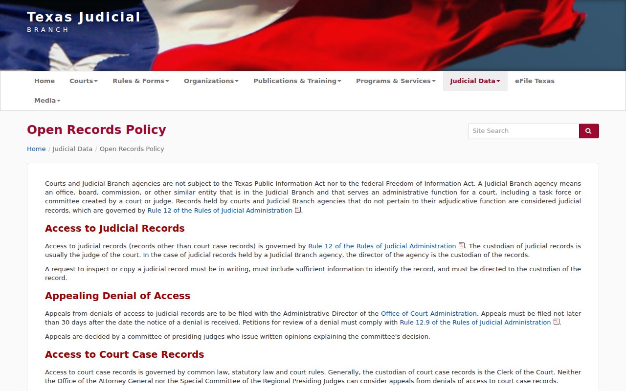Texas Rule 12 court records access policy