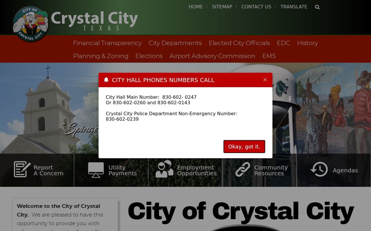 Crystal City court docket city government access page