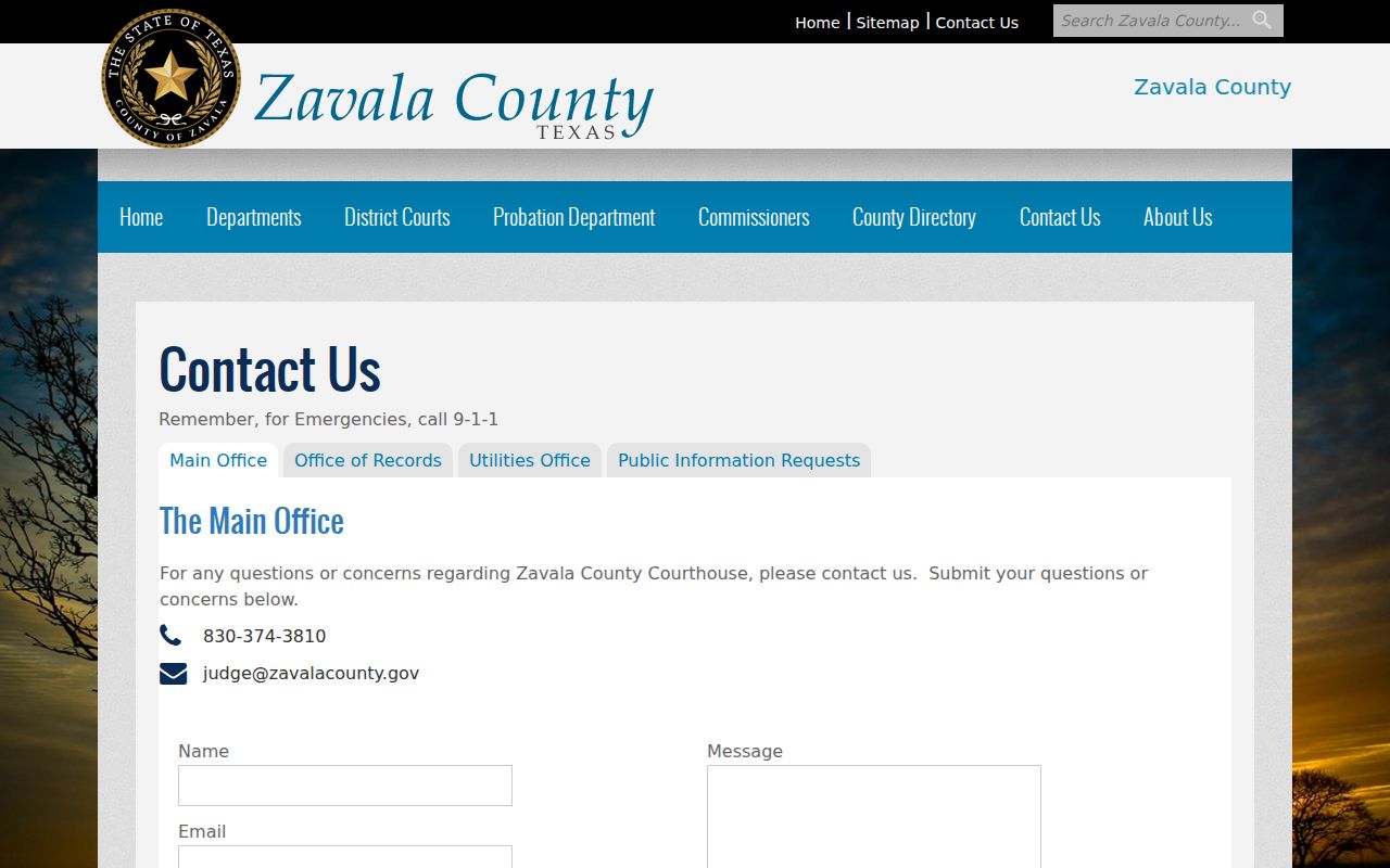 Zavala County public information request instructions
